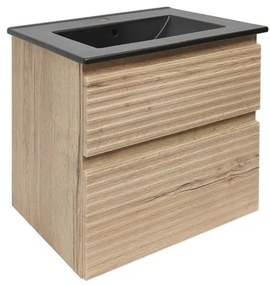 Naturel Savona Fürdőszobaszekrény mosdóval, 2 fiókos 58x53x44,8 cm matt Halifax tölgy SAVONA260DHC