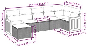 7 részes szürke polyrattan kerti ülőgarnitúra párnákkal