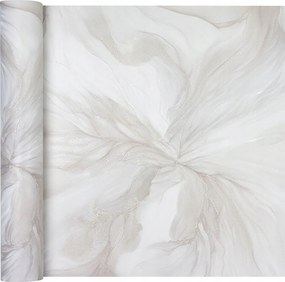 Fehér vinil tapéta flizelin dinamikus 3D hullám virág örvény utánzat