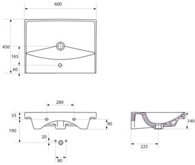 Cersanit S801-142-DSM -Függesztett fürdőszobai szekrény mosdóval LARA CITY 60 fehér