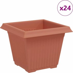 vidaXL Négyzet Virágcserép 24 pcs Tégla Vörös 33 x 33 x 26 cm Műanyag