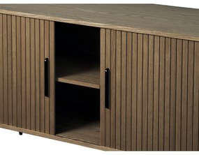 Barna komód tolóajtóval tölgyfa dekorral 180x76x45 cm Nola – Unique Furniture
