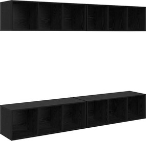 vidaXL TV szekrény garnitúra 4 pcs Fekete tölgy 37 x 37 x 107 cm