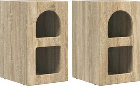 vidaXL Éjjeli asztal 2 pcs Sonoma tölgy 29,5 x 33,5 x 50 cm Faanyag