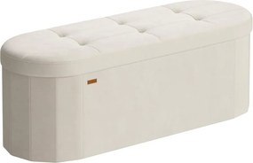 SONGMICS ülőpad tárolóval, tárolódoboz, 38 x 110 x 38 cm, krémfehér