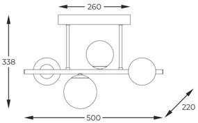 Zuma Line MX5918-4-EGN - Csillár rúdon VILLA 4xG9/3,5W/230V arany
