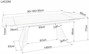 Laconi bővíthető étkezőasztal fehér 160-220 cm