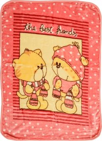 Gyerek takaró Mackó The Best Friends, 80x110 cm, rózsaszín