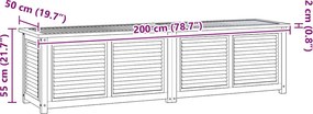 vidaXL tömör tíkfa kerti tárolóláda zsákkal 200 x 50 x 55 cm