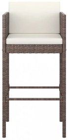 4 db barna polyrattan bárszék párnákkal