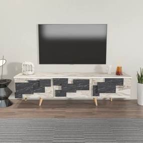 TV szekrény 3 D - White, Marble