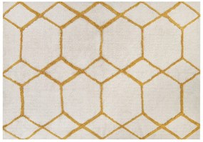 Törtfehér és sárga pamutszőnyeg 160 x 230 cm BEYLER Beliani