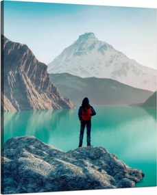 Vászonkép Hegymászás Tó Természet Tájkép 80x100 cm
