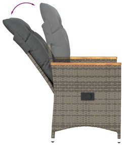 3 részes szürke polyrattan bisztrógarnitúra párnákkal