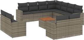 vidaXL 12 részes szürke polyrattan kerti ülőgarnitúra párnákkal