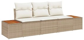 vidaXL Kerti Kanapé Szett párnával 3 pcs Bézs polirattan