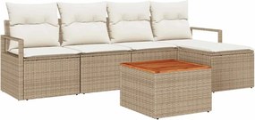 vidaXL Kerti Kanapé Szett tárolóval 6 pcs Beige és krém polirattan