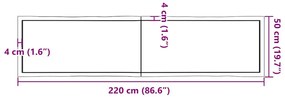 világosbarna kezelt tömör asztallap 220x50x(2-4) cm