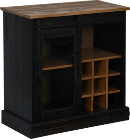 vidaXL HALDEN fekete tömör fa komód tolóajtós 80x40x80 cm