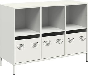 vidaXL fehér hidegen hengerelt acél tálalószekrény 101,5x39x73,5 cm