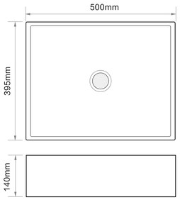 Erga Elsa, asztali mosogató 500x395x140 mm, fehér fényes, ERG-V03-9506-WH