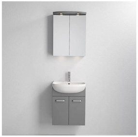 Vang mosdós fürdőszobai szekrény + LED tükörszekrény 230V IP44 szürke