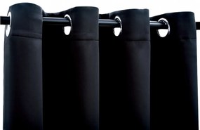 2 db fekete sötétítőfüggöny fémgyűrűkkel 140 x 245 cm
