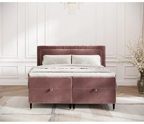 Rózsaszín ágyneműtartós boxspring ágy 160x200 cm Voyage – Maison de Rêve