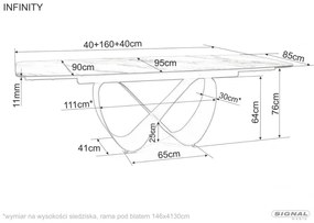 Infinity bővíthető étkezőasztal kerámia fekete 160-240 cm