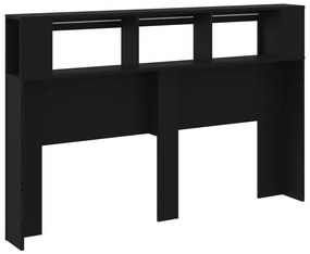 fekete szerelt fa LED-es fejtámla 160x18,5x103,5 cm