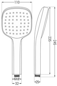 Mexen tartozékok - kézizuhanyfej Oval R-33, 1 funkciós, fekete, 79533-70