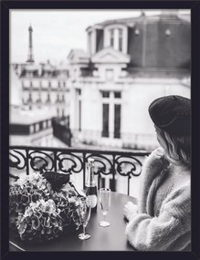 Falikép, 30x40 cm, párizsi balkon fekete fehér  - BELLE VUE