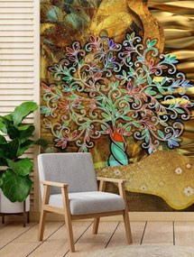 Gario Fotótapéta Fa arany háttérrel Anyag: Vlies, Méret: 150 x 210 cm