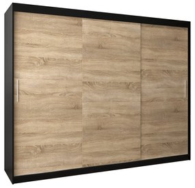 Ruhásszekrény 250 cm Toki (matt fekete + szonoma tölgy). 1064866