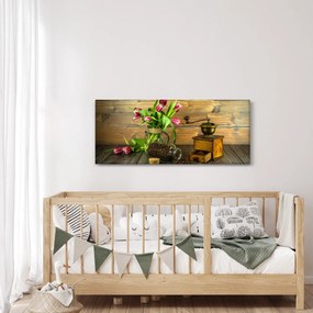 Tulipánok, daráló és kávé képe (120x50 cm)