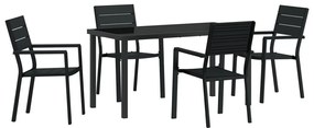 5 Darabos Kertészeti Étkező Garnitúra Fekete HDPE
