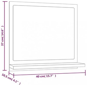 füstös tölgy színű szerelt fa fürdőszobatükör 40x10,5x37 cm