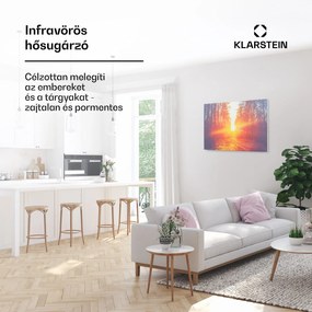 Klarstein Wonderwall Air Art Infinite, infravörös hősugárzó, 90 x 60 cm, 580 W, fali, kép, távirányító