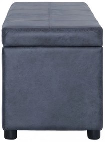 szürke művelúr pad tárolórekesszel 116 cm