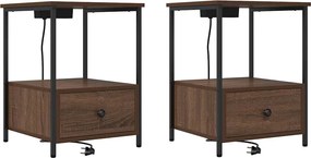 vidaXL Éjjeliszekrény 2 pcs Barna Tölgy 42 x 41 x 56 cm Faanyag