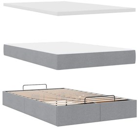 Ottomán ágy matraccal világosszürke 120x190 cm szövet