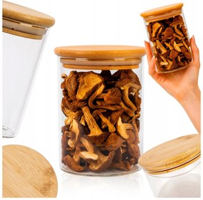 Üvegedény Bambusz Fedéllel 420 ML Élelmiszer Tészta Rizs