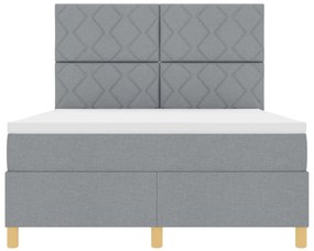 Box Spring Ágy Matraccal &amp; LED Fény Szürke 140x200 cm Szövet