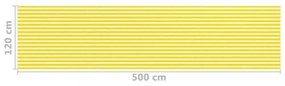 sárga-fehér HDPE erkélytakaró 120 x 500 cm
