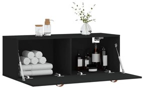 fekete szerelt fa faliszekrény 100 x 36,5 x 35 cm