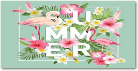 Fotó üvegkép Nyaralás és flamingók 140x70