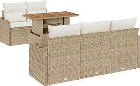 vidaXL Kerti Kanapé Szett párnával 6 pcs Beige és krém polirattan