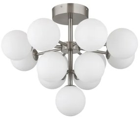 Globo 56143-13ND Mennyezeti lámpa fém matt nikkel, fehér színű üveg gömbök, ø: 560mm, M: 430mm, 13x G9 LED 5W 230V izzók nélkül