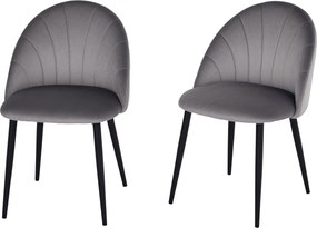 HOMCOM 2 db-os Étkezőszék Konyhai Szék Kagylóformájú Háttal, Bársonyos Hatású Kárpitozott Karosszék Lábpihenővel, Nappali Szék Acél Lábakkal Étkezőasz