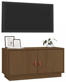 mézbarna tömör fenyőfa TV-szekrény 80x34x40 cm